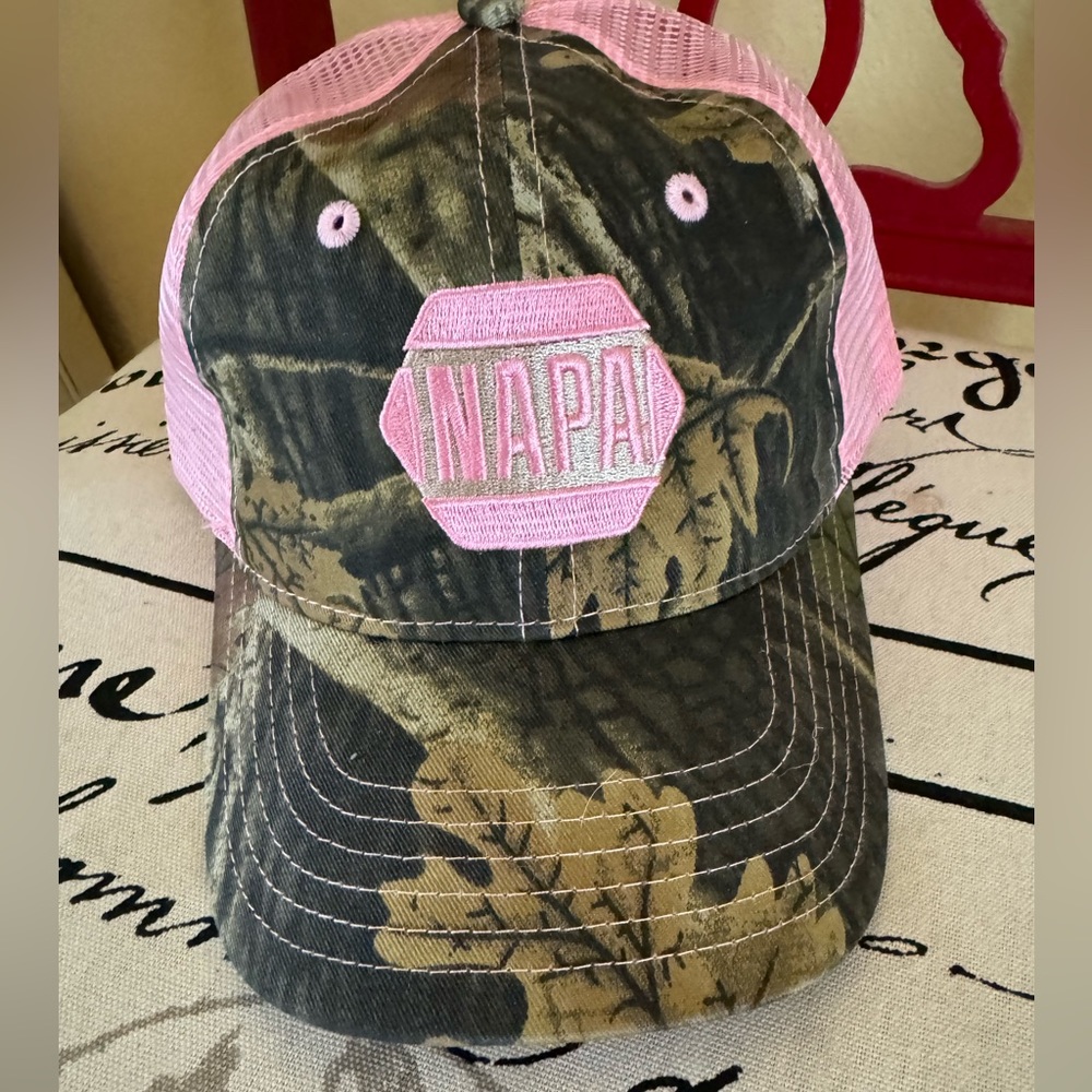 NAPA Pink and Camo Mesh Trucker Baseball Adjustable Hat NEW